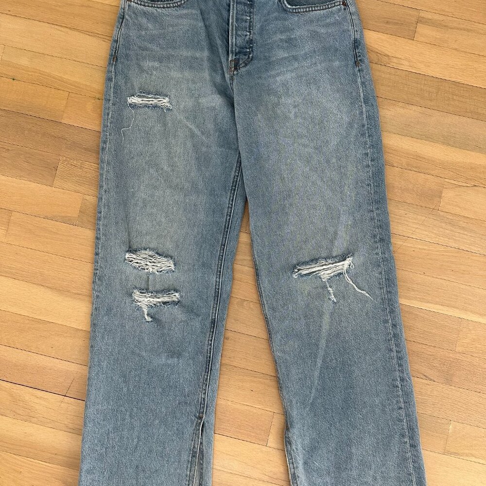 GRLFRND Low Rise Boyfriend Jeans "The Liya" with slit - medium wash - size 23